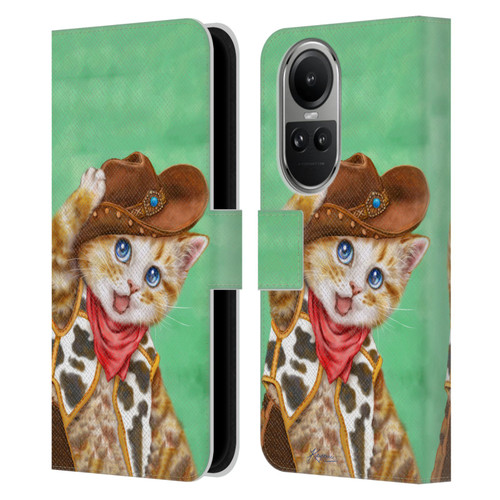 Kayomi Harai Animals And Fantasy Cowboy Kitten Leather Book Wallet Case Cover For OPPO Reno10 5G / Reno10 Pro 5G