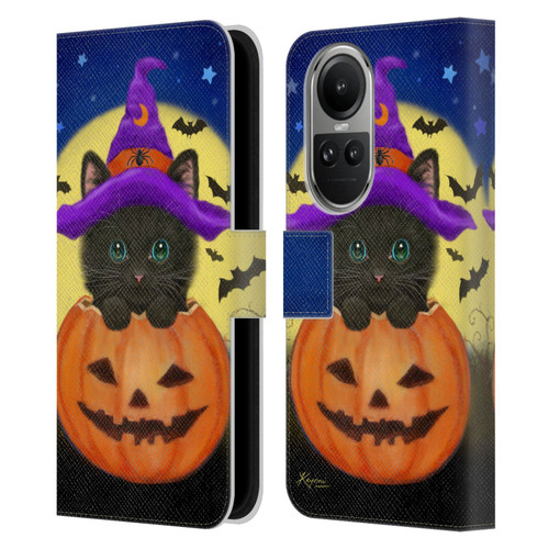 Kayomi Harai Animals And Fantasy Halloween With Cat Leather Book Wallet Case Cover For OPPO Reno10 5G / Reno10 Pro 5G