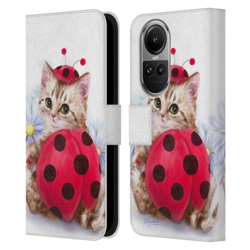 Kayomi Harai Animals And Fantasy Kitten Cat Lady Bug Leather Book Wallet Case Cover For OPPO Reno10 5G / Reno10 Pro 5G