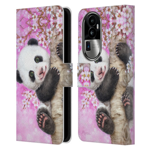 Kayomi Harai Animals And Fantasy Cherry Blossom Panda Leather Book Wallet Case Cover For OPPO Reno10 Pro+