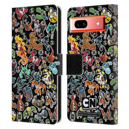 Ben 10: Animated Series Graphics Alien Pattern Leather Book Wallet Case Cover For Google Pixel 7a