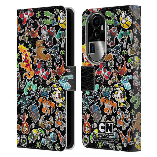 Ben 10: Animated Series Graphics Alien Pattern Leather Book Wallet Case Cover For OPPO Reno10 Pro+