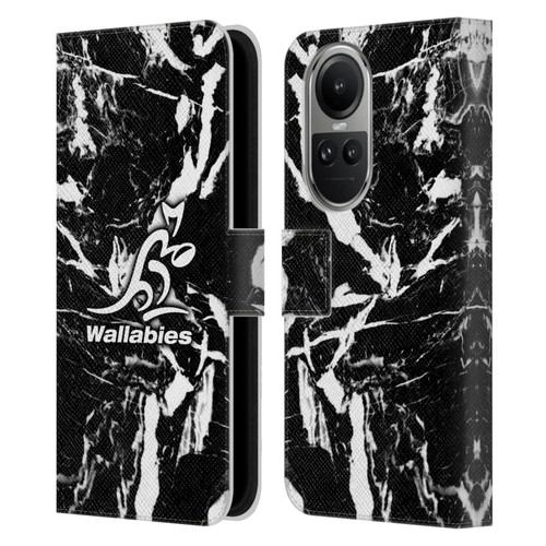 Australia National Rugby Union Team Crest Black Marble Leather Book Wallet Case Cover For OPPO Reno10 5G / Reno10 Pro 5G