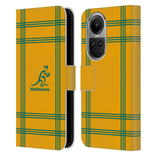 Australia National Rugby Union Team Crest Tartan Leather Book Wallet Case Cover For OPPO Reno10 5G / Reno10 Pro 5G