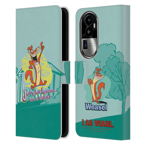 I Am Weasel. Graphics Jumping Iguana On A Stick Leather Book Wallet Case Cover For OPPO Reno10 Pro+