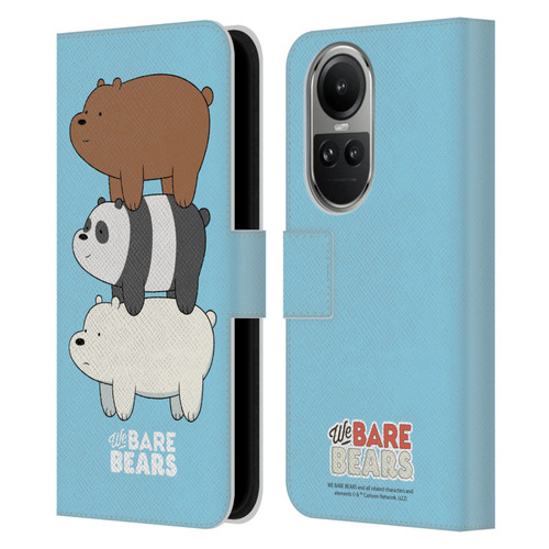 We Bare Bears Character Art Group 3 Leather Book Wallet Case Cover For OPPO Reno10 5G / Reno10 Pro 5G