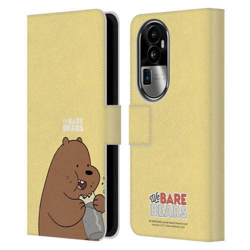 We Bare Bears Character Art Grizzly Leather Book Wallet Case Cover For OPPO Reno10 Pro+