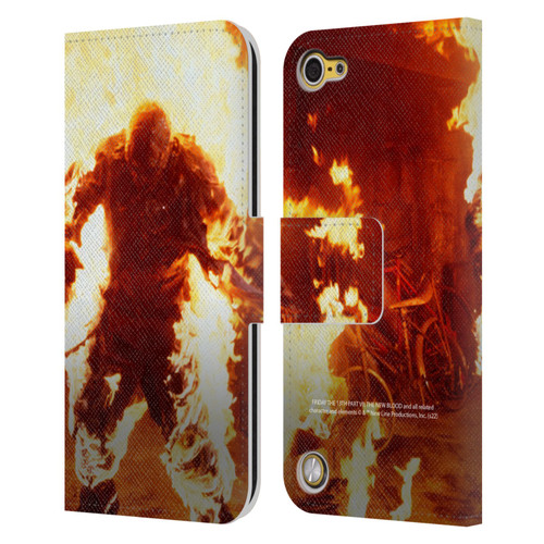 Friday the 13th Part VII The New Blood Graphics Jason Voorhees On Fire Leather Book Wallet Case Cover For Apple iPod Touch 5G 5th Gen