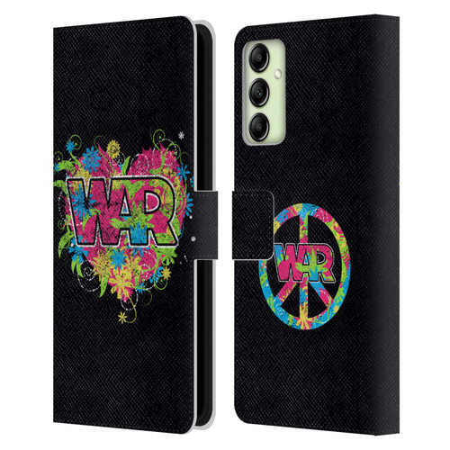 War Graphics Heart Logo Leather Book Wallet Case Cover For Samsung Galaxy A14 5G