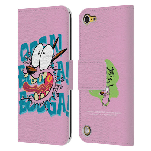 Courage The Cowardly Dog Graphics Spooked Leather Book Wallet Case Cover For Apple iPod Touch 5G 5th Gen