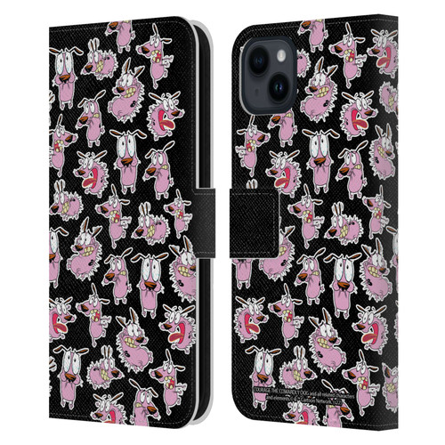 Courage The Cowardly Dog Graphics Pattern Leather Book Wallet Case Cover For Apple iPhone 15 Plus