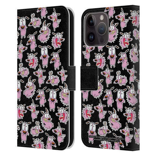 Courage The Cowardly Dog Graphics Pattern Leather Book Wallet Case Cover For Apple iPhone 15 Pro Max