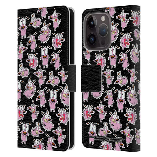 Courage The Cowardly Dog Graphics Pattern Leather Book Wallet Case Cover For Apple iPhone 15 Pro