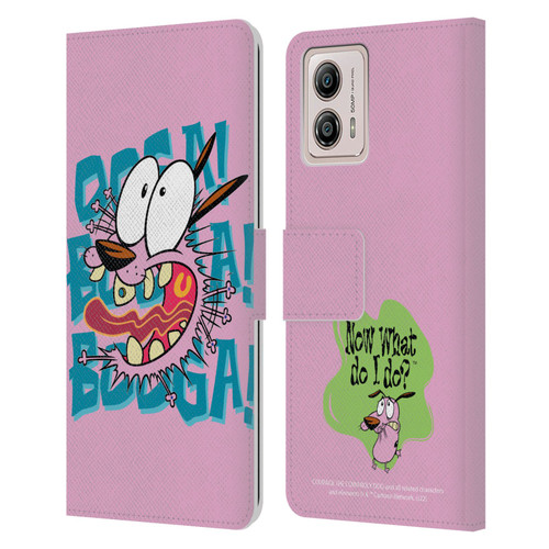 Courage The Cowardly Dog Graphics Spooked Leather Book Wallet Case Cover For Motorola Moto G53 5G