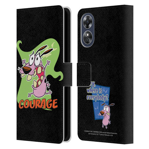 Courage The Cowardly Dog Graphics Character Art Leather Book Wallet Case Cover For OPPO A17