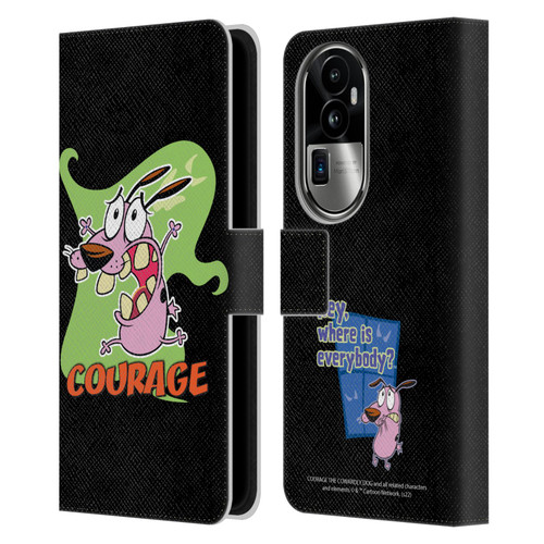 Courage The Cowardly Dog Graphics Character Art Leather Book Wallet Case Cover For OPPO Reno10 Pro+