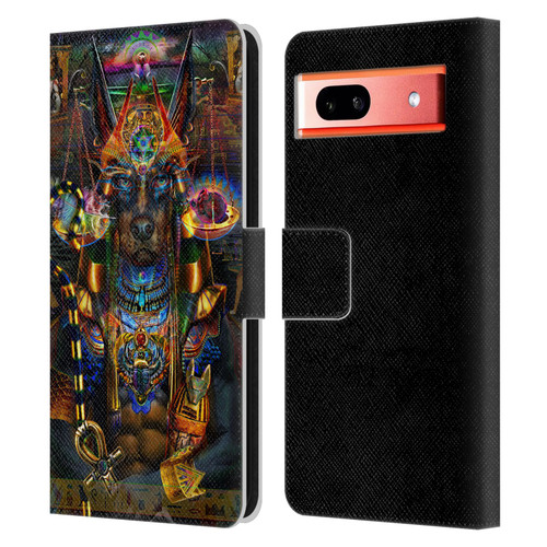 Jumbie Art Gods and Goddesses Anubis Leather Book Wallet Case Cover For Google Pixel 7a