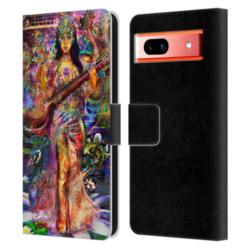 Jumbie Art Gods and Goddesses Saraswatti Leather Book Wallet Case Cover For Google Pixel 7a