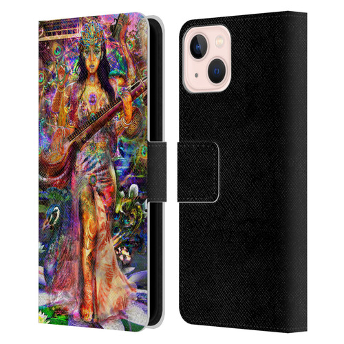 Jumbie Art Gods and Goddesses Saraswatti Leather Book Wallet Case Cover For Apple iPhone 13