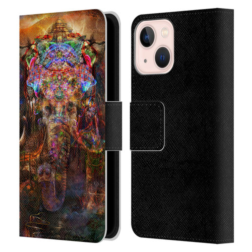 Jumbie Art Gods and Goddesses Ganesha Leather Book Wallet Case Cover For Apple iPhone 13 Mini