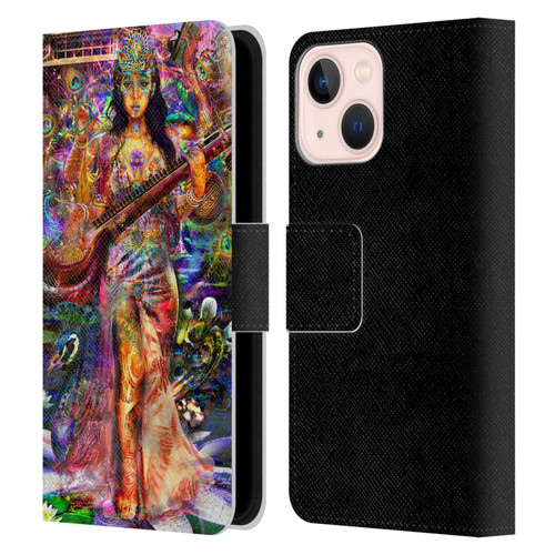 Jumbie Art Gods and Goddesses Saraswatti Leather Book Wallet Case Cover For Apple iPhone 13 Mini