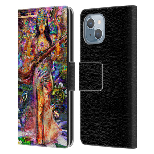 Jumbie Art Gods and Goddesses Saraswatti Leather Book Wallet Case Cover For Apple iPhone 14