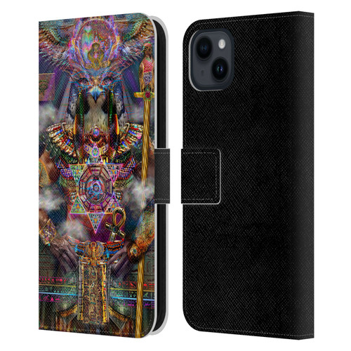 Jumbie Art Gods and Goddesses Horus Leather Book Wallet Case Cover For Apple iPhone 15 Plus