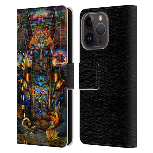 Jumbie Art Gods and Goddesses Anubis Leather Book Wallet Case Cover For Apple iPhone 15 Pro