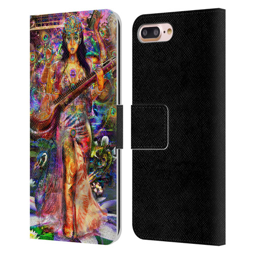 Jumbie Art Gods and Goddesses Saraswatti Leather Book Wallet Case Cover For Apple iPhone 7 Plus / iPhone 8 Plus