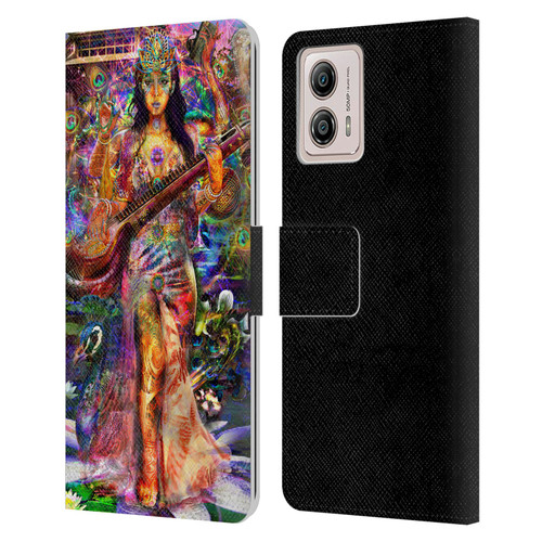 Jumbie Art Gods and Goddesses Saraswatti Leather Book Wallet Case Cover For Motorola Moto G53 5G