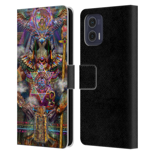 Jumbie Art Gods and Goddesses Horus Leather Book Wallet Case Cover For Motorola Moto G73 5G