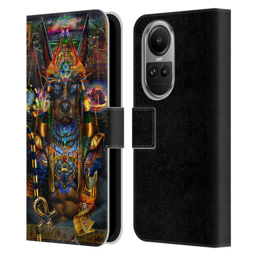 Jumbie Art Gods and Goddesses Anubis Leather Book Wallet Case Cover For OPPO Reno10 5G / Reno10 Pro 5G