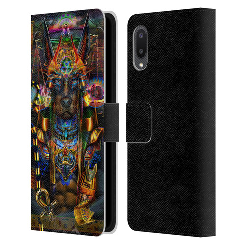 Jumbie Art Gods and Goddesses Anubis Leather Book Wallet Case Cover For Samsung Galaxy A02/M02 (2021)