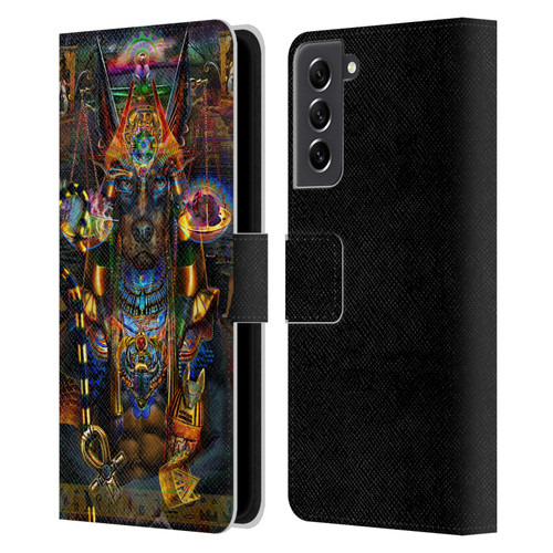 Jumbie Art Gods and Goddesses Anubis Leather Book Wallet Case Cover For Samsung Galaxy S21 FE 5G