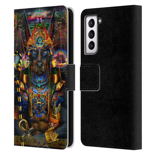 Jumbie Art Gods and Goddesses Anubis Leather Book Wallet Case Cover For Samsung Galaxy S21 5G