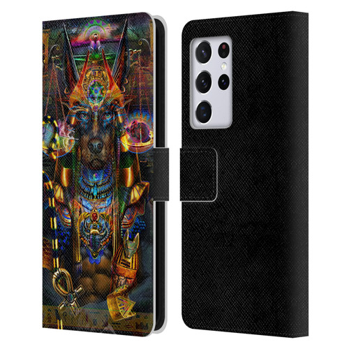 Jumbie Art Gods and Goddesses Anubis Leather Book Wallet Case Cover For Samsung Galaxy S21 Ultra 5G