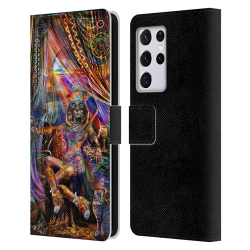 Jumbie Art Gods and Goddesses Bastet Leather Book Wallet Case Cover For Samsung Galaxy S21 Ultra 5G