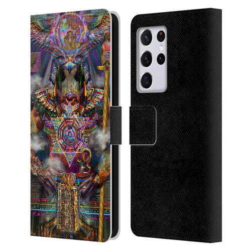Jumbie Art Gods and Goddesses Horus Leather Book Wallet Case Cover For Samsung Galaxy S21 Ultra 5G