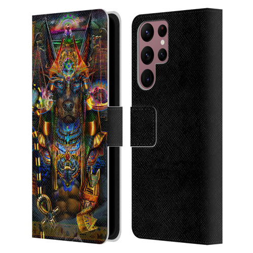 Jumbie Art Gods and Goddesses Anubis Leather Book Wallet Case Cover For Samsung Galaxy S22 Ultra 5G