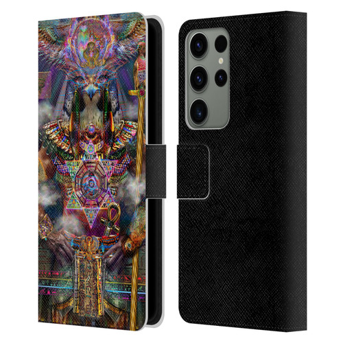 Jumbie Art Gods and Goddesses Horus Leather Book Wallet Case Cover For Samsung Galaxy S23 Ultra 5G