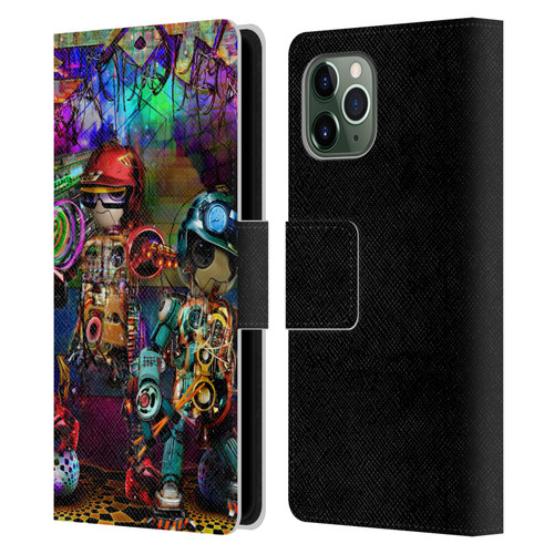 Jumbie Art Visionary Boombox Robots Leather Book Wallet Case Cover For Apple iPhone 11 Pro