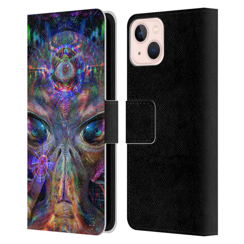 Jumbie Art Visionary Alien Leather Book Wallet Case Cover For Apple iPhone 13