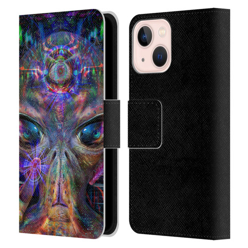 Jumbie Art Visionary Alien Leather Book Wallet Case Cover For Apple iPhone 13 Mini
