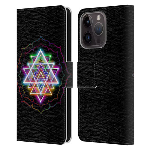 Jumbie Art Visionary Sri Yantra Leather Book Wallet Case Cover For Apple iPhone 15 Pro