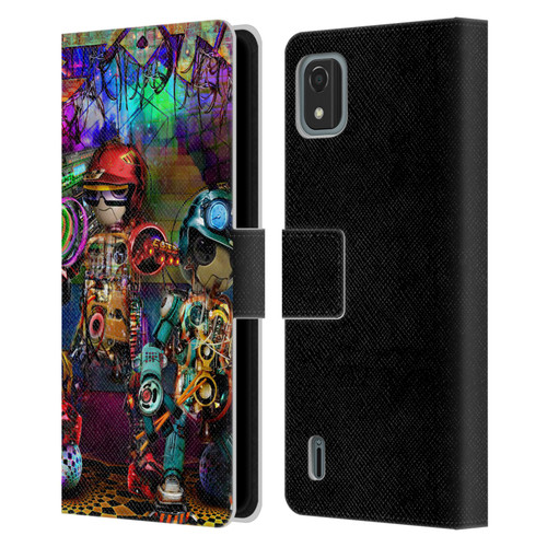 Jumbie Art Visionary Boombox Robots Leather Book Wallet Case Cover For Nokia C2 2nd Edition