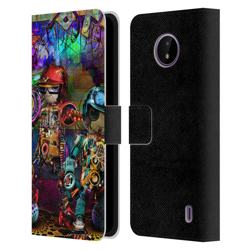 Jumbie Art Visionary Boombox Robots Leather Book Wallet Case Cover For Nokia C10 / C20