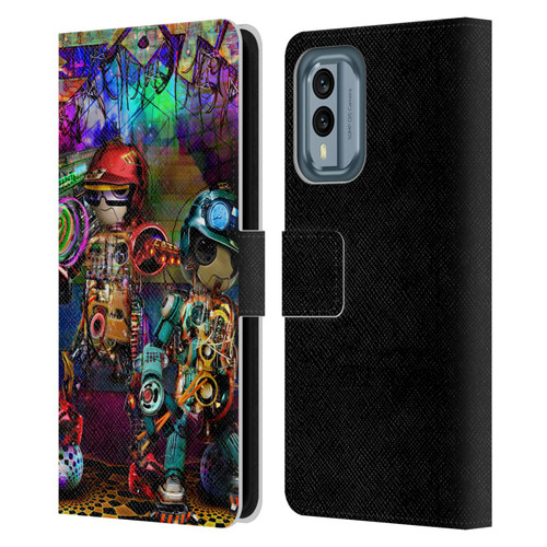 Jumbie Art Visionary Boombox Robots Leather Book Wallet Case Cover For Nokia X30