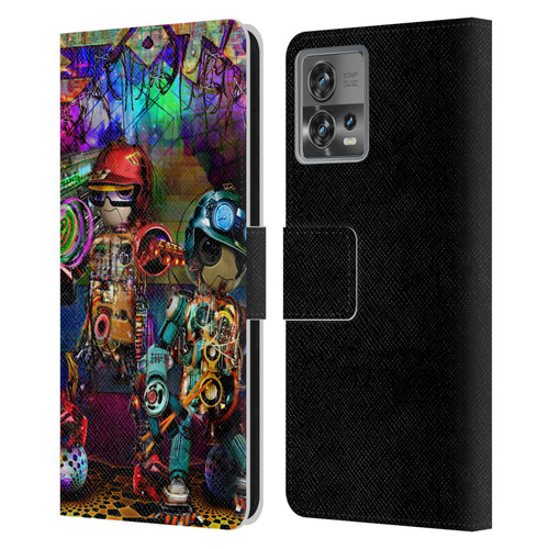 Jumbie Art Visionary Boombox Robots Leather Book Wallet Case Cover For Motorola Moto Edge 30 Fusion