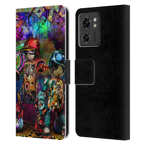 Jumbie Art Visionary Boombox Robots Leather Book Wallet Case Cover For Motorola Moto Edge 40