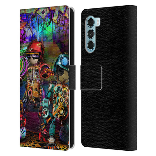 Jumbie Art Visionary Boombox Robots Leather Book Wallet Case Cover For Motorola Edge S30 / Moto G200 5G